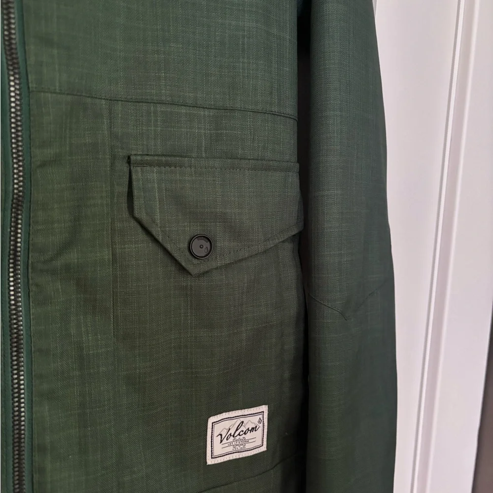 Volcom Hooded Ski Jacket in Dark Green - Picture 3 of 5